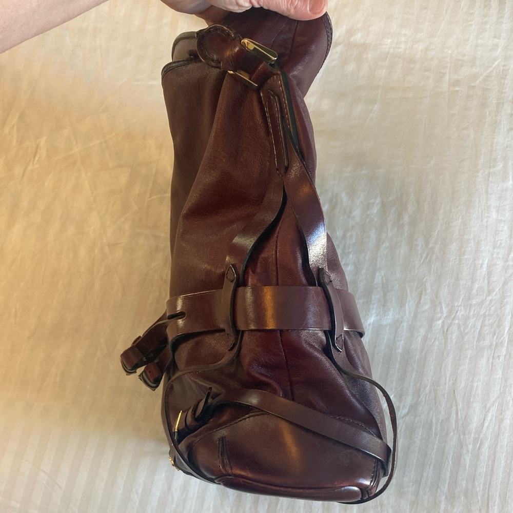 Burberry Bridle Gosford Hobo Bag in Burgundy Lambskin - Picture 9 of 17